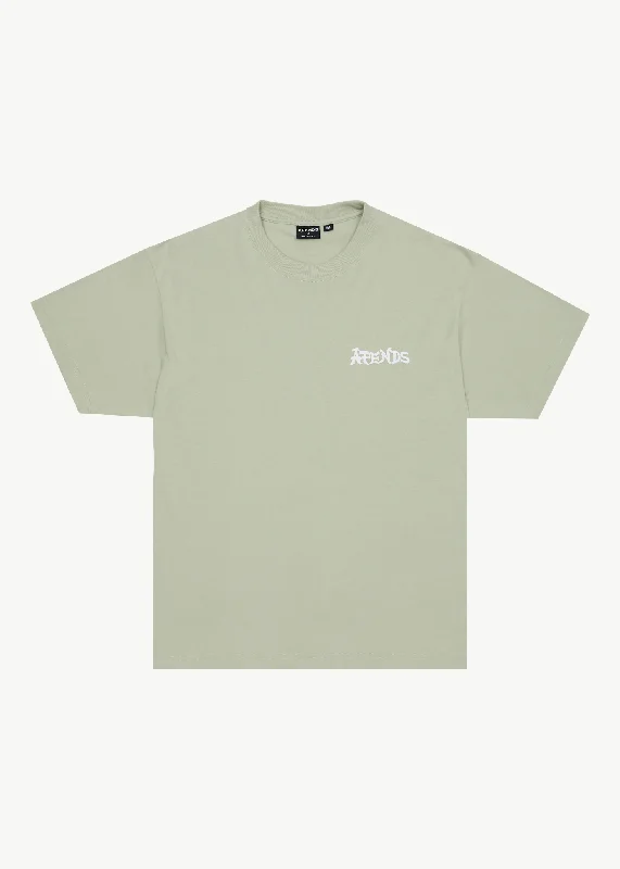 AFENDS Mens Destroyer - Boxy Fit Tee - Eucalyptus