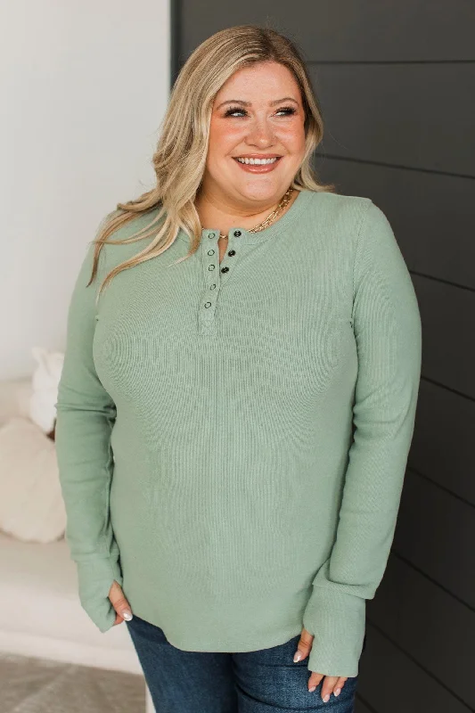 Out Of My Way Henley Top- Sage