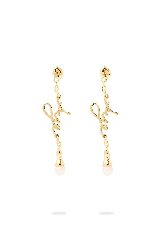 Larissa Logo Pearl Drop Stud