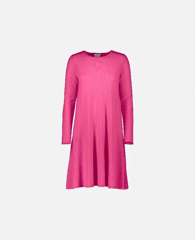 Rundhals Kleid aus Cashmere-Mischung in Rose