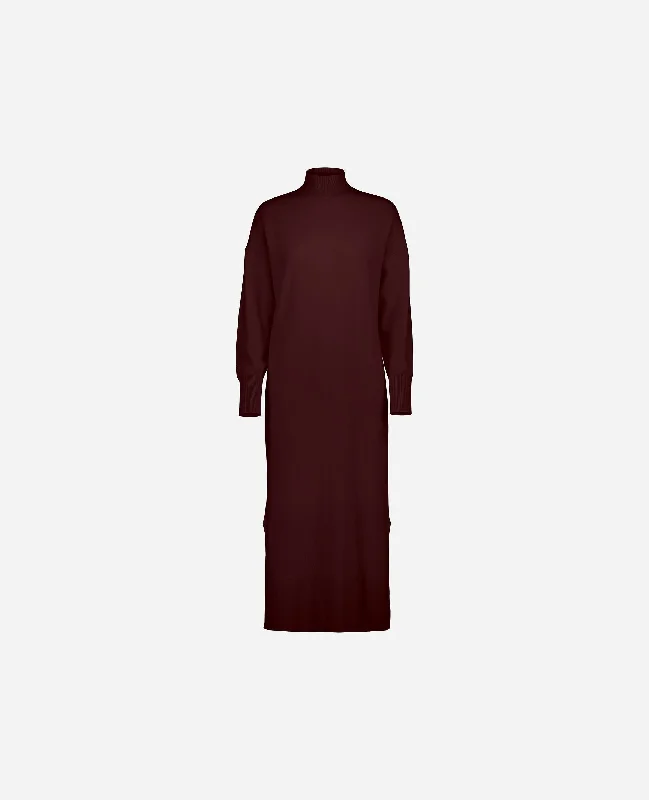 Stehkragen Kleid aus Cashmere-Mischung in Rot