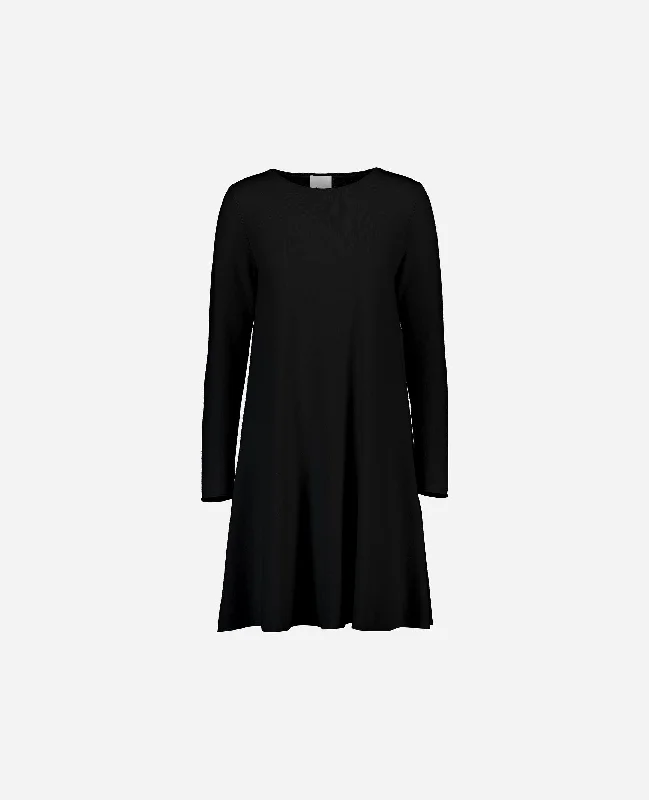 Rundhals Kleid aus Cashmere-Mischung in Schwarz