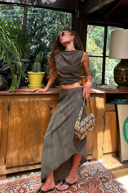 Mila Olive Maxi Skirt