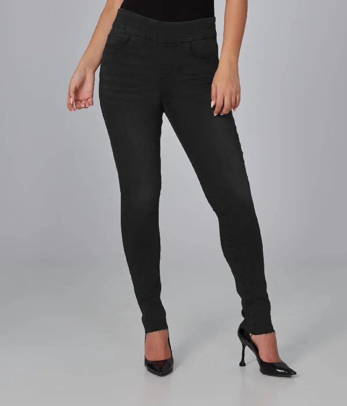 Anna High Rise Skinny Pull On Jeans In Night Black