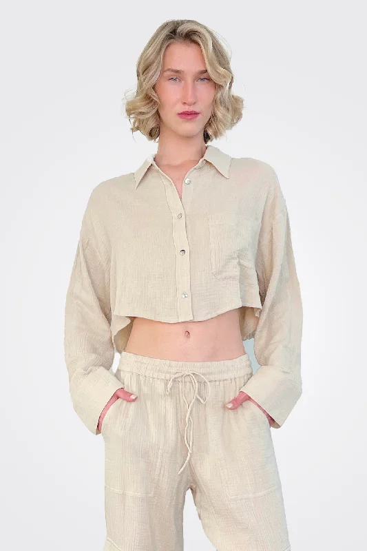 Cropped Gauze Shirt - Natural