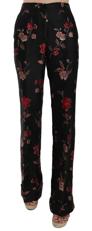 Dolce & Gabbana Elegant Floral Print Boot Cut Women's Trousers