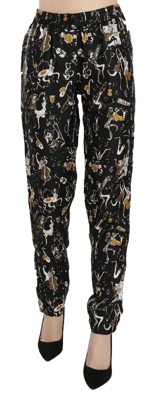 Dolce & Gabbana Elegant High Waist Tape Silk Women's Pants