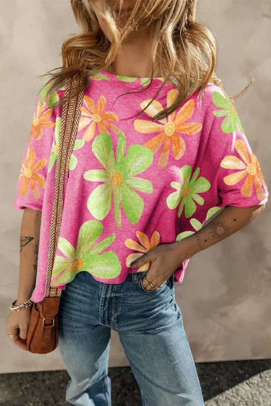 Flower Pattern Baggy T Shirt