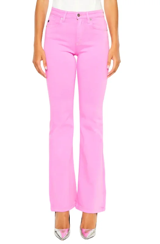 High Rise Bootcut Jean In Pink