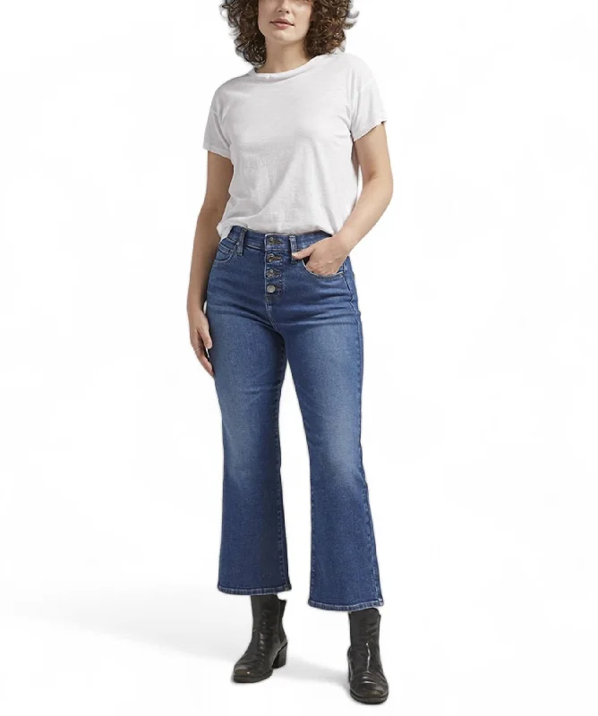 Phoebe High Rise Cropped Bootcut Button Fly Jean In Fountain Blue