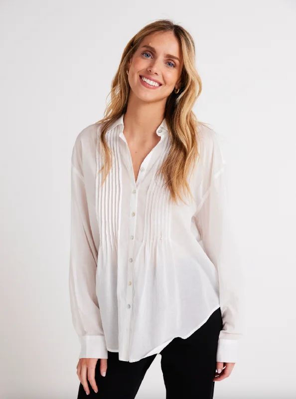 Pintuck Flowy Shirt - White