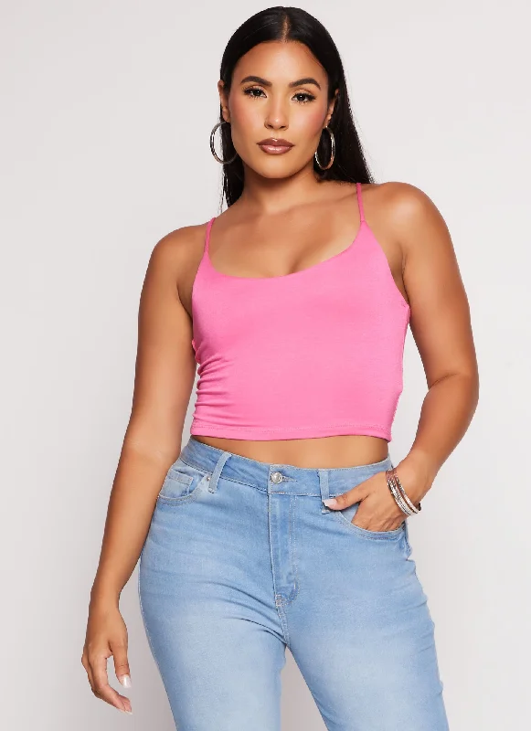 Double Lined Scoop Neck Cropped Cami