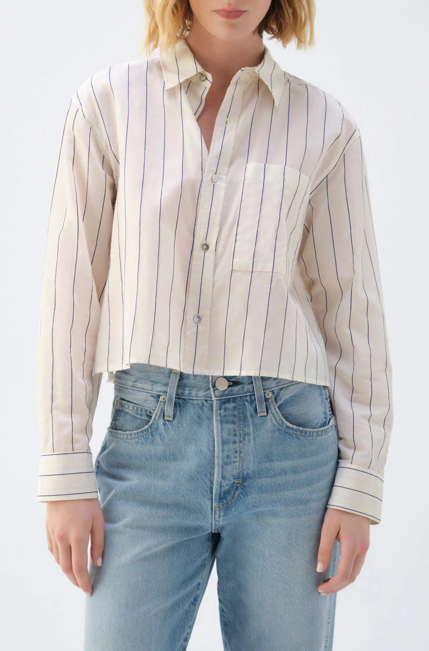 Ruth Crop Shirt - Bone / Neptune