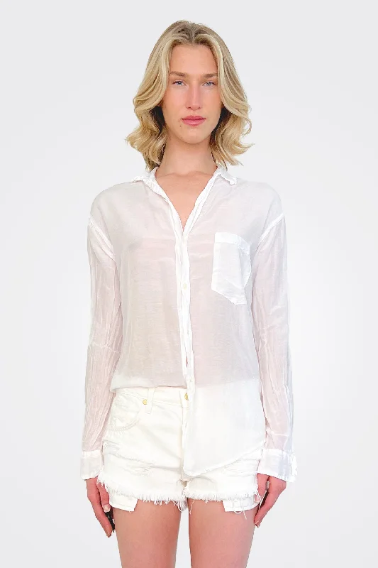 Semi Sheer Button Down Shirt - White