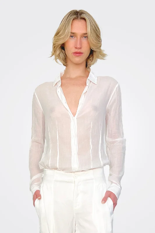 Sheer Seam Design Shirt - White