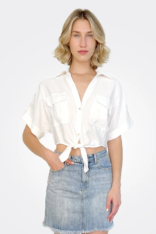 Tie Crop Shirt - White