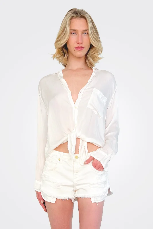 Tie Front Shirt - White