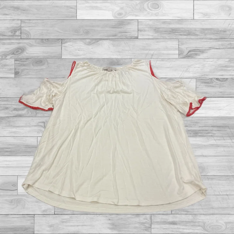 Top Short Sleeve By Loft In White, Size: Xl