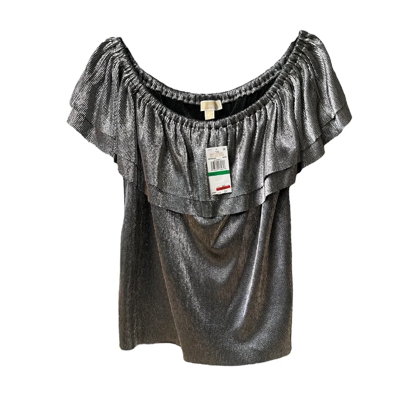 Top Short Sleeve By Michael By Michael Kors In Silver, Size: L