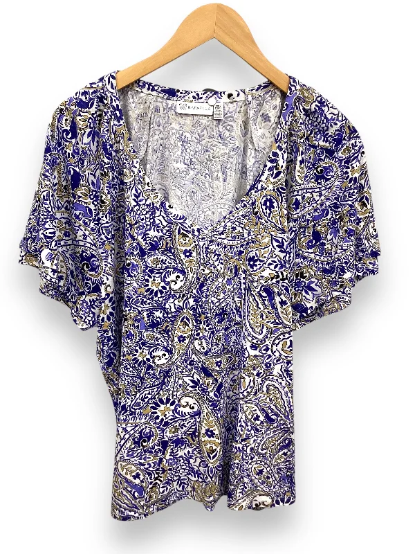 Top Short Sleeve By Rafaella In Blue, Size: Xxl