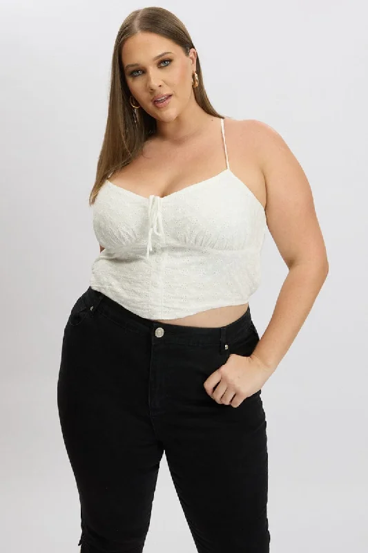 White Crop Cami Top Eyelet