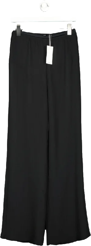 MANGO Black Semi Transparent Wide Leg Trousers BNWT UK S