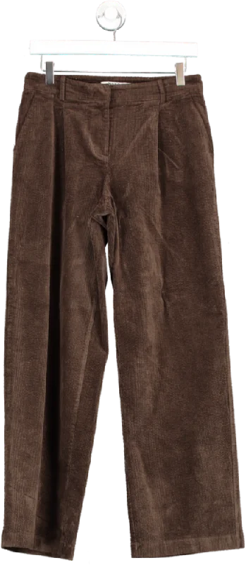 NA-KD Brown Cord Loose Low Waist Pants UK XS