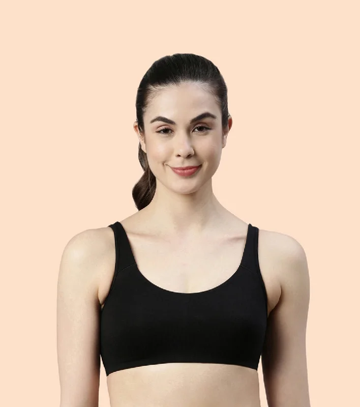 Enamor Low Impact Cotton Bra For Women - Non-Padded, Non-Wired, High-Coverage Bra For All-Day Comfort | SB06