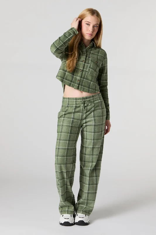 Fleece Drawstring Wide Leg Pant