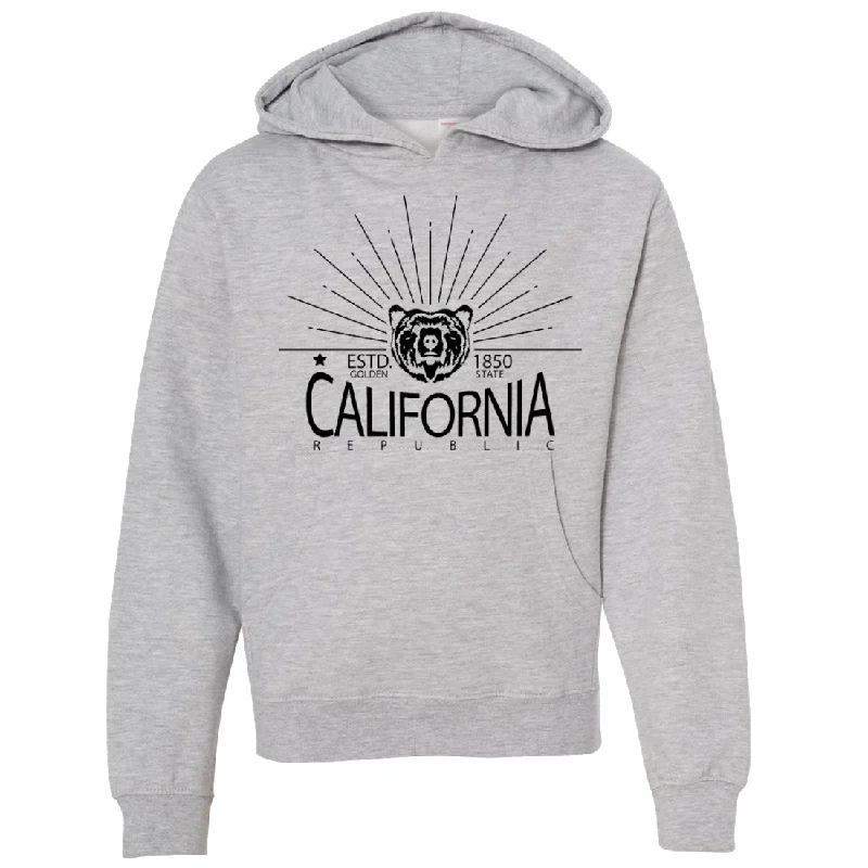 California Golden State Black Print Premium Youth Sweatshirt Hoodie