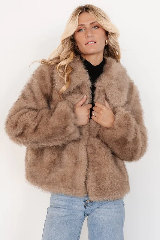 Amarante Faux Fur Coat | Beige Mink