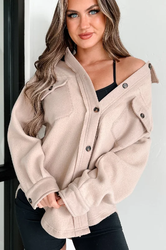 Asking For A Friend Fleece Shacket (Taupe)