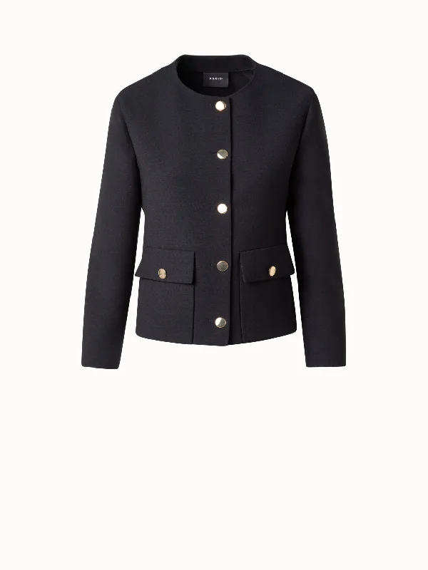 Double-Face Wool Jacket with Gold Buttons