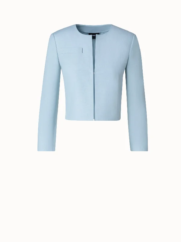 Short Double-Face Jacket in Cotton Silk Stretch