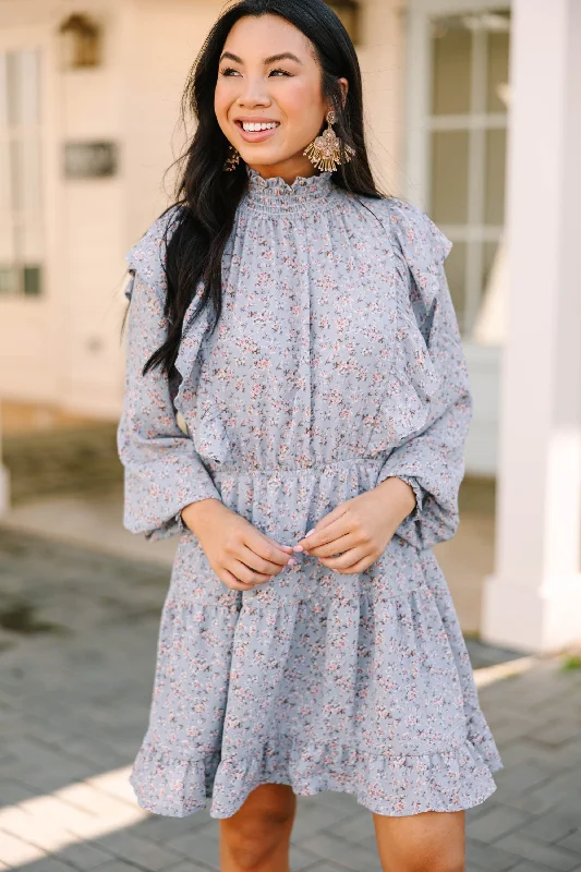 Can't Miss This Blue Ditsy Floral Dress