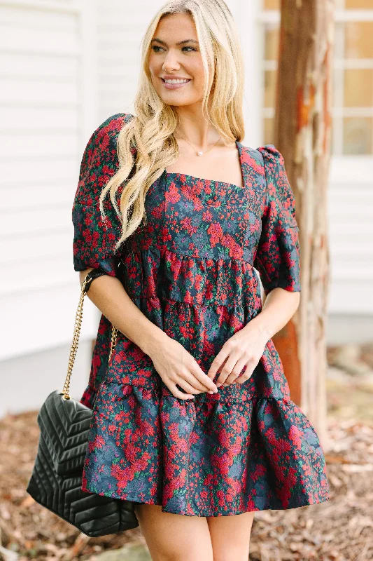 Care For You Navy Blue Floral Dress