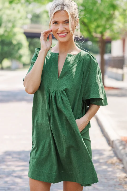 Just A Theory Emerald Green Cotton Dress