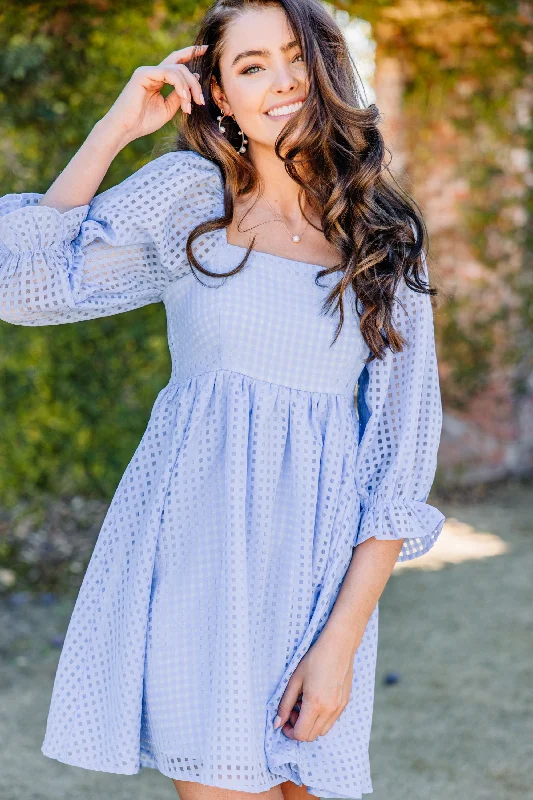 Known Beauty Blue Textured Babydoll Dress