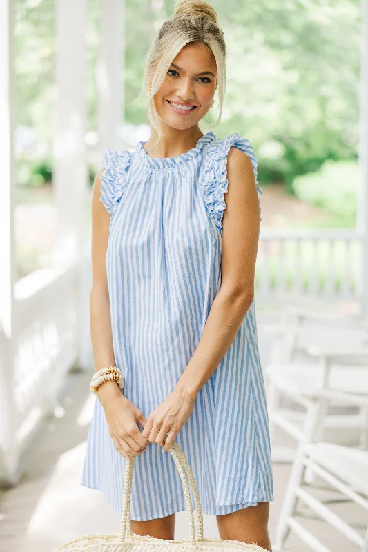 On The Look Out Blue Striped Dress