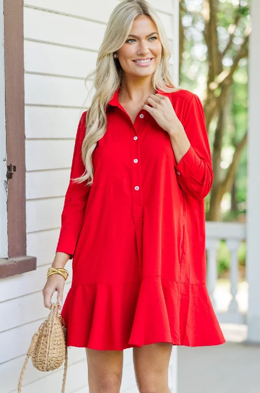 Share Your Story Red Shirt Dress