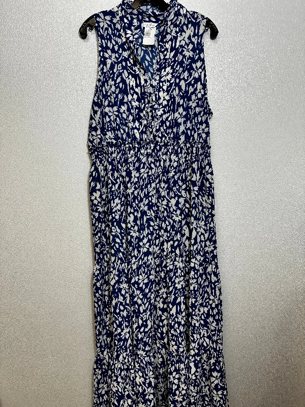 Dress Casual Maxi By London Times In Blue White, Size: 12