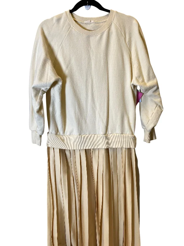 Dress Casual Midi By Cmc In Cream & Yellow, Size: L