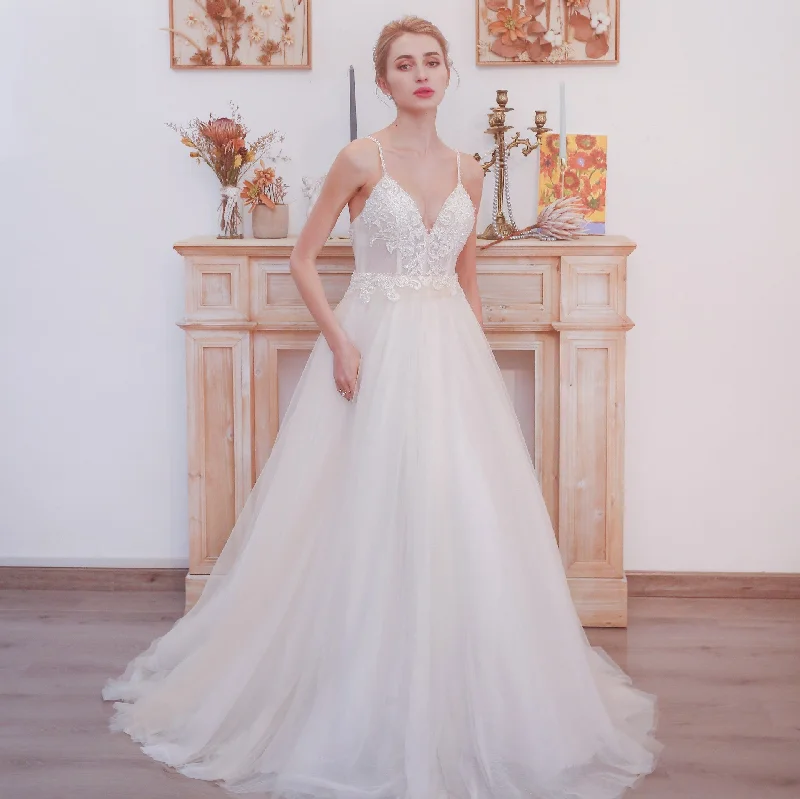 Popular Spaghetti Straps A Line Wedding Dress