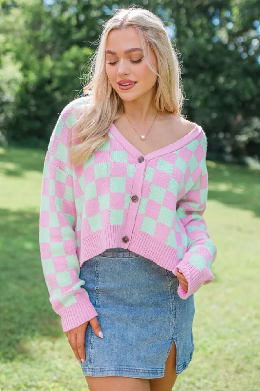 Making Memories In Watermelon Crawl Cropped Checkered Cardigan FINAL SALE