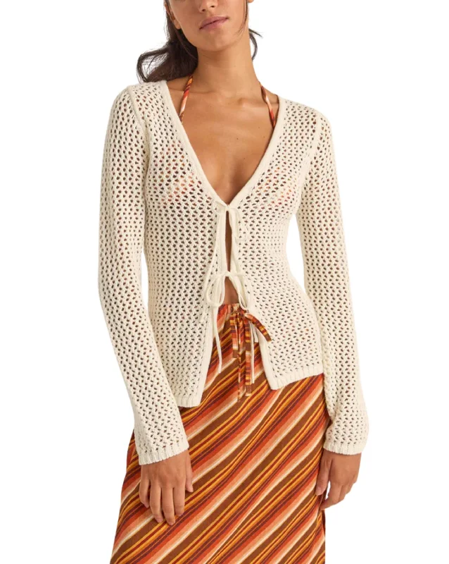 Seashell Long Sleeve Tie Front Top