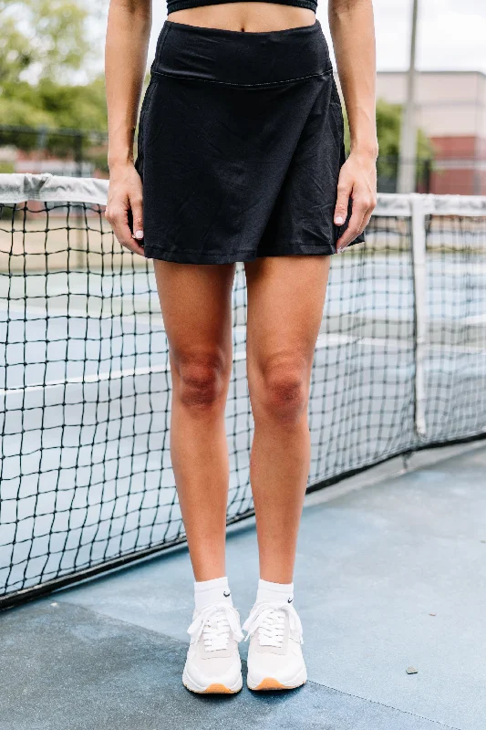 Show Up Black Tennis Skort