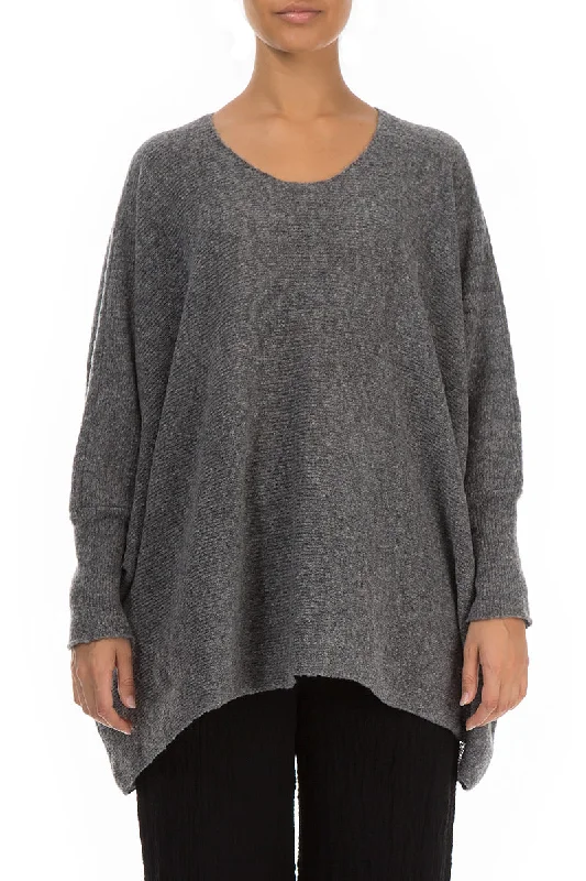 Wide Boxy Grey Wool Sweater